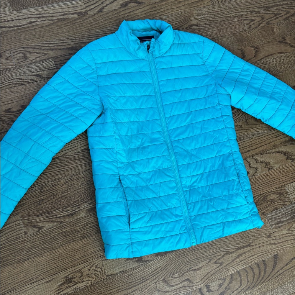 Lands' End Girl’s Vibrant Teal Lightweight Puffer Jacket